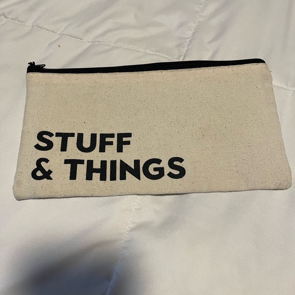 Canvas Pouch with Black Text
